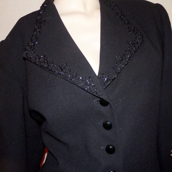 Le Suit Petite Black Dressy Skirt Suit Size 14P - Picture 4 of 7